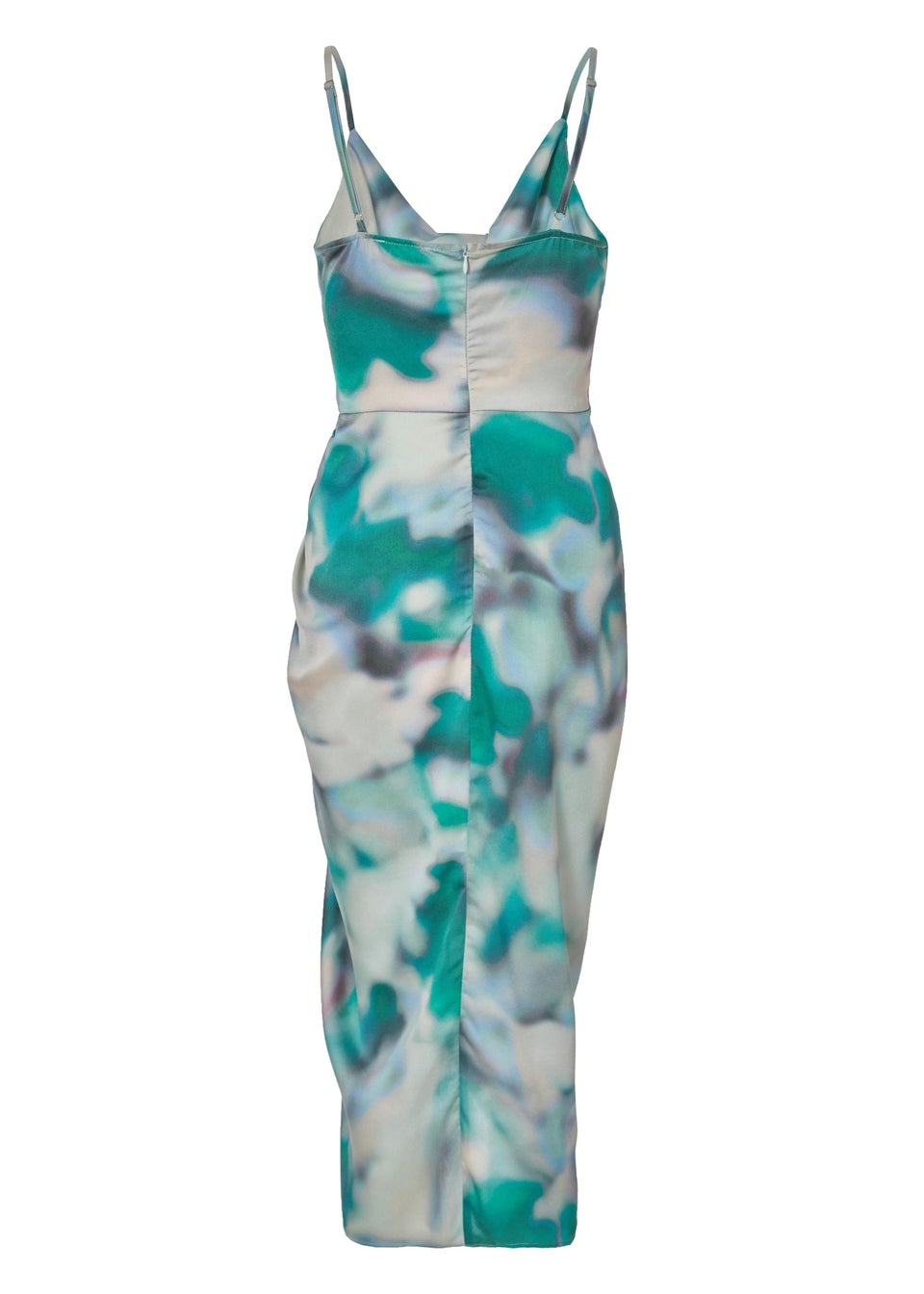 Quiz Green Satin Marble Print Midaxi Dress