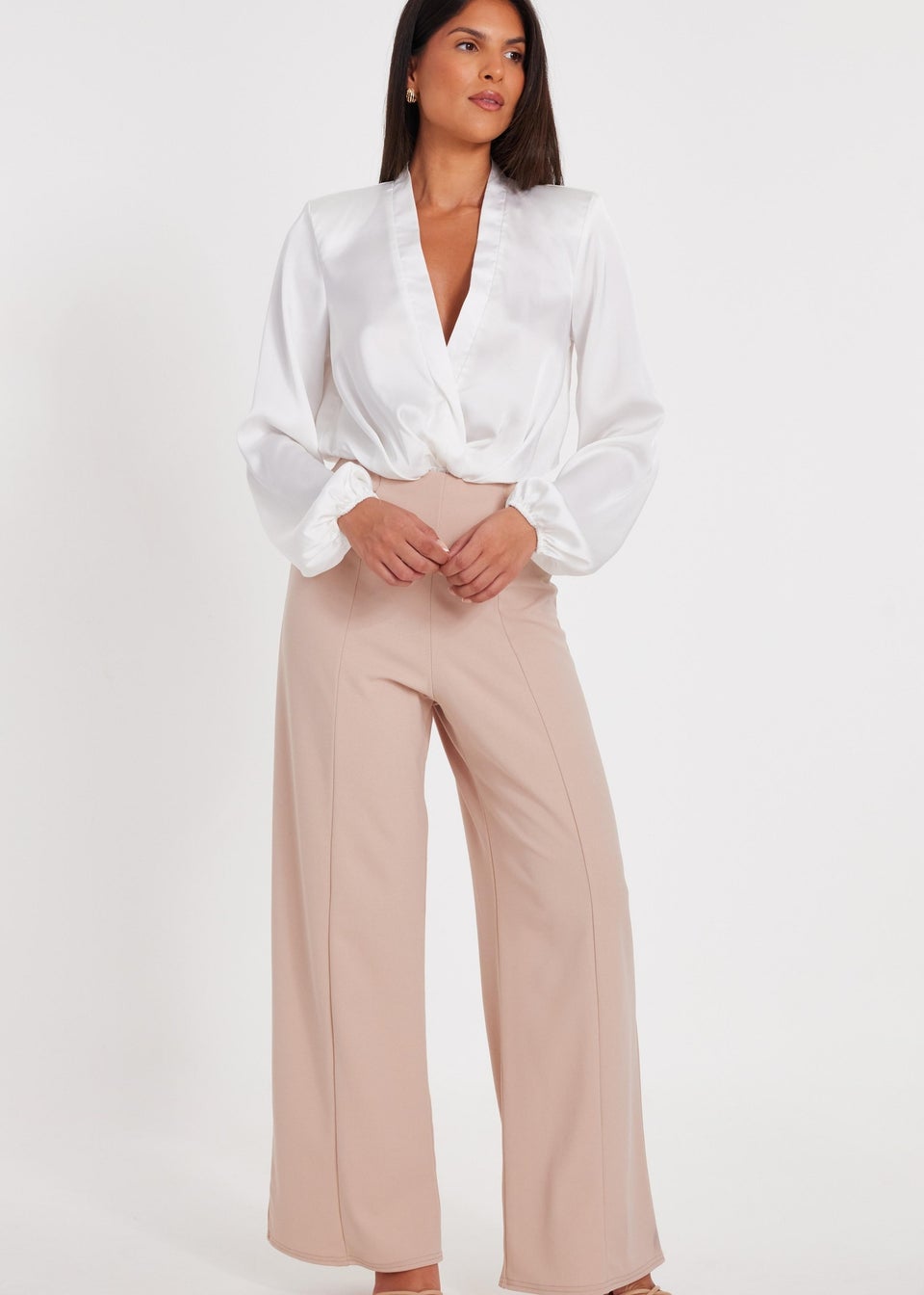 Quiz Stone Button Detail Palazzo Trousers