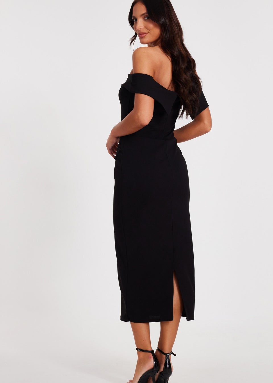 Quiz Black Bardot Midaxi Dress