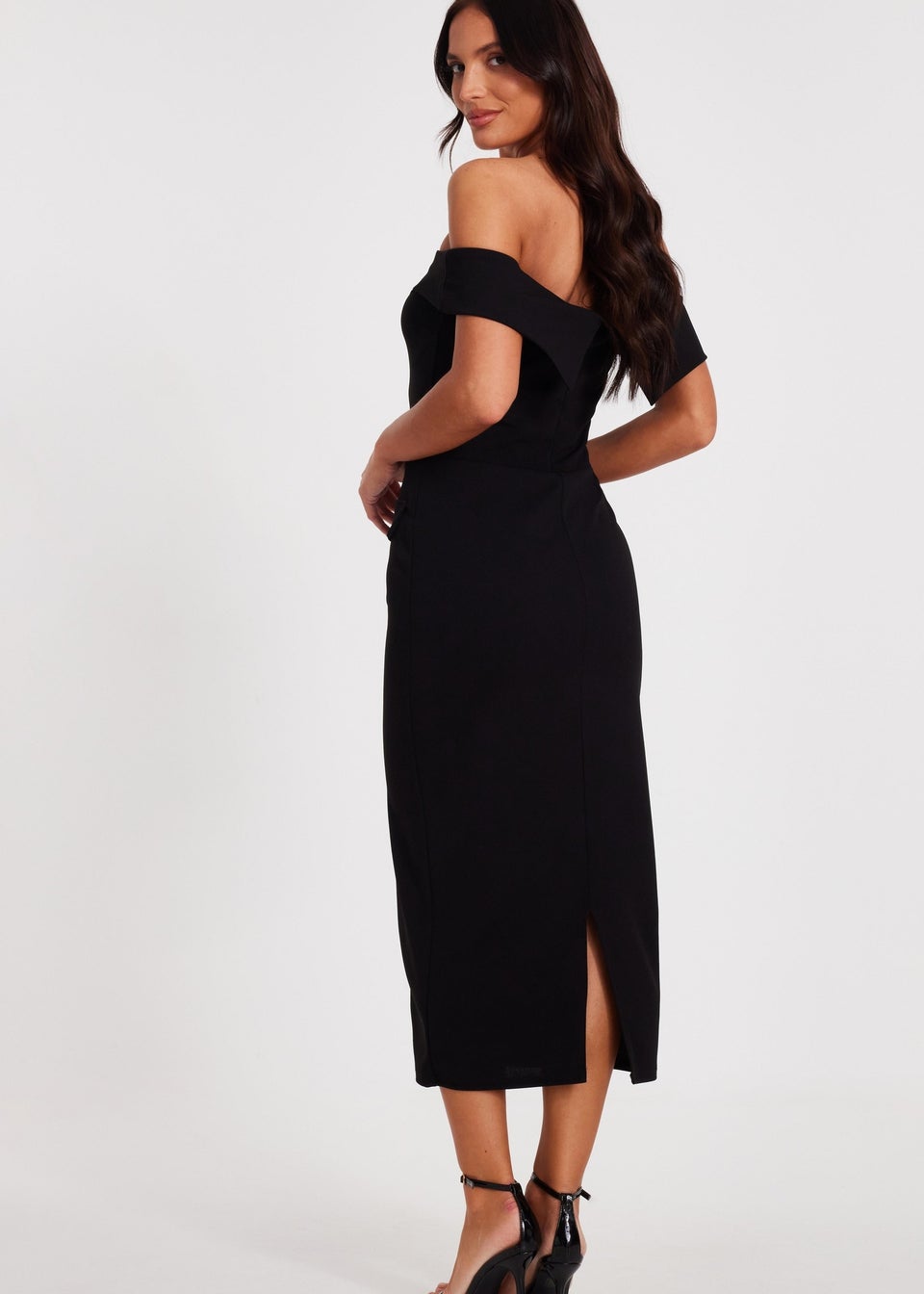 Quiz Black Bardot Midaxi Dress