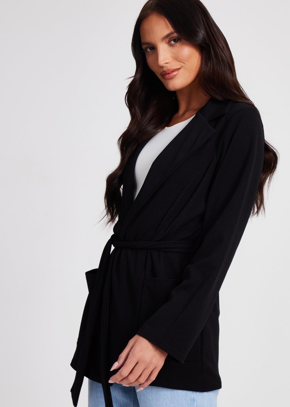 Quiz Black Tie Waist Blazer