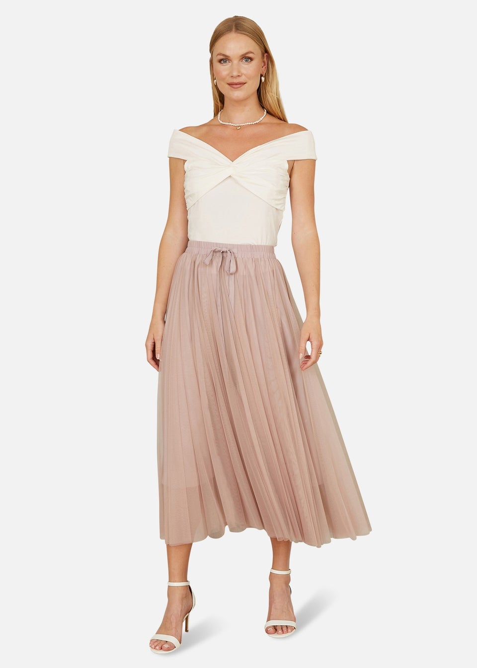 Yumi Blush Pink Mesh Tulle Skirt