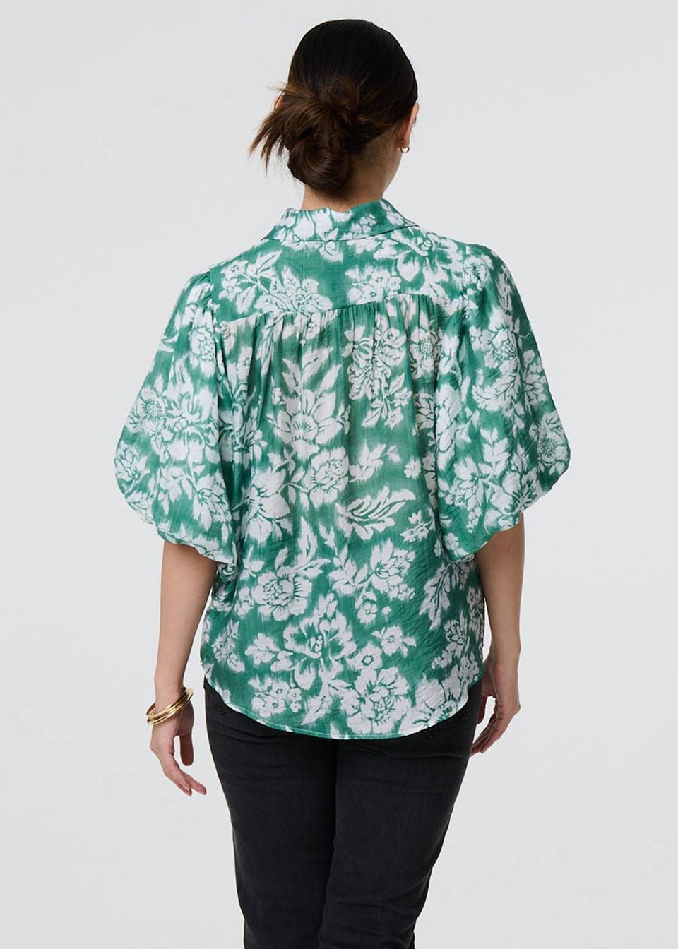 Izabel London Green Floral Print Shirt