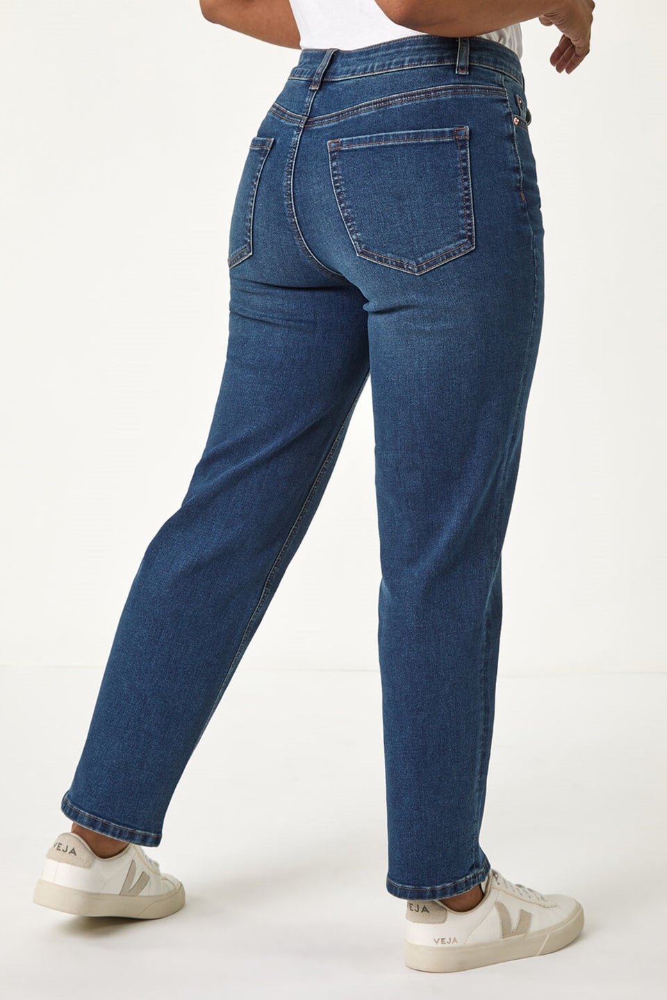 Roman Indigo Petite Stretch Straight Leg Trousers