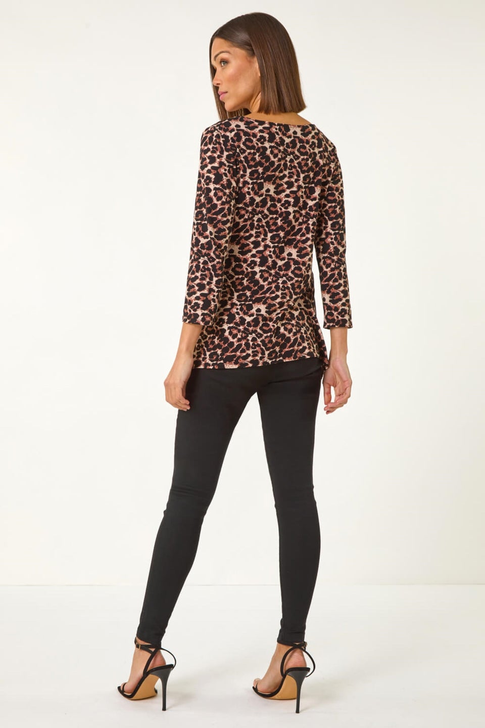 Roman Tan Animal Print Asymmetric Top