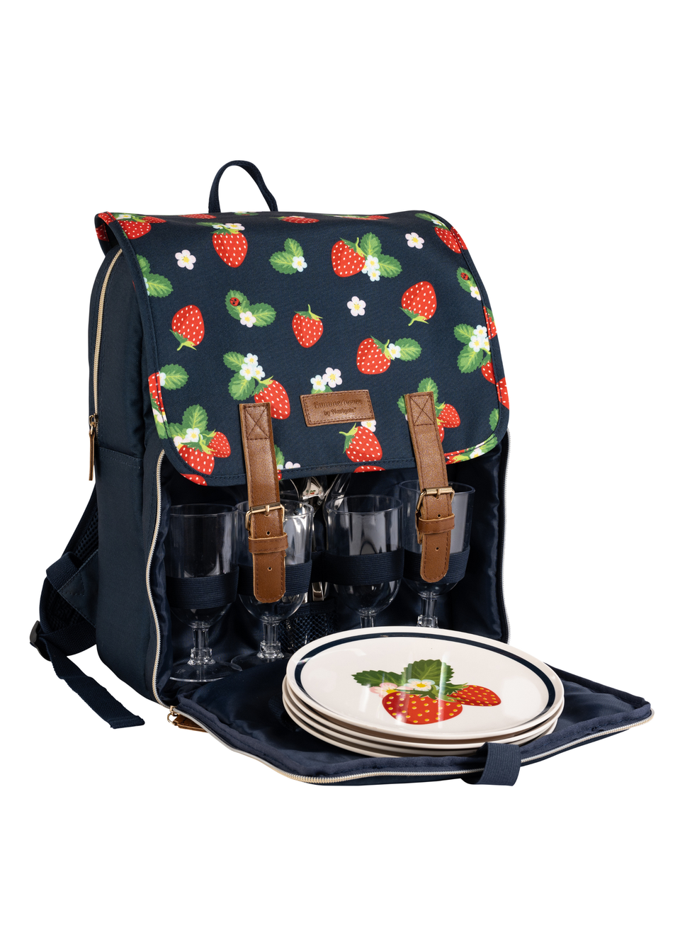 Summerhouse by Navigate Strawberries & Cream 4 Person Filled Picnic Backpack