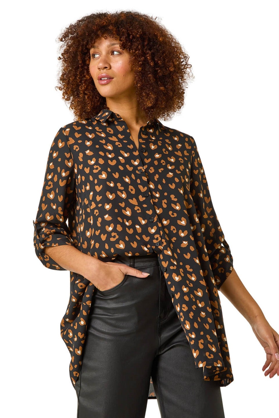 Roman Black Abstract Spot Print Shirt