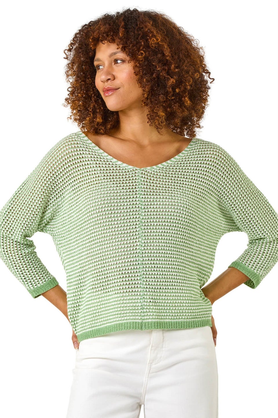 Roman Green Stitch Detail Knit Jumper