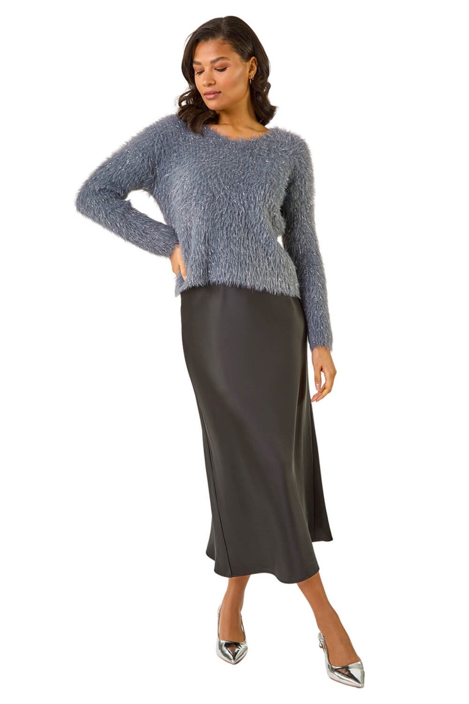 Roman Black Woven Satin Skirt