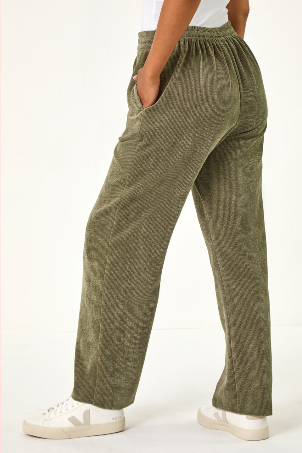 Roman Khaki Petite Corduroy Stretch Trousers