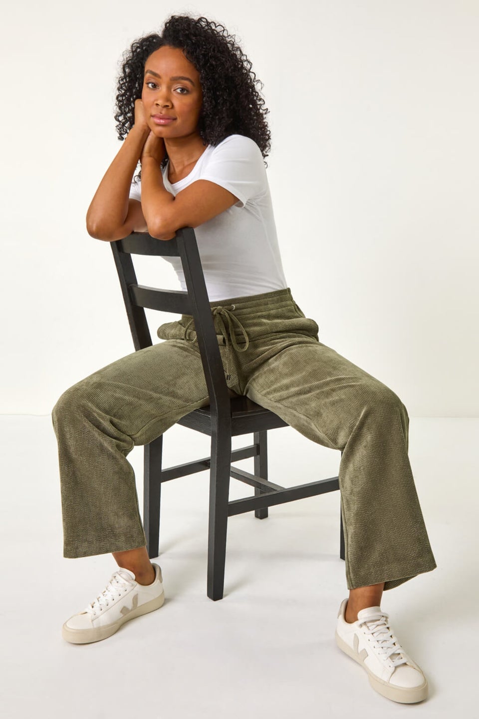 Roman Khaki Petite Corduroy Stretch Trousers
