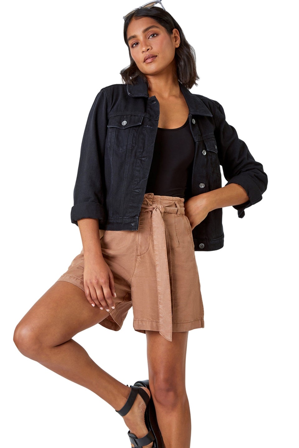 Roman Tan Relaxed Elastic Tie Waist Pocket Shorts