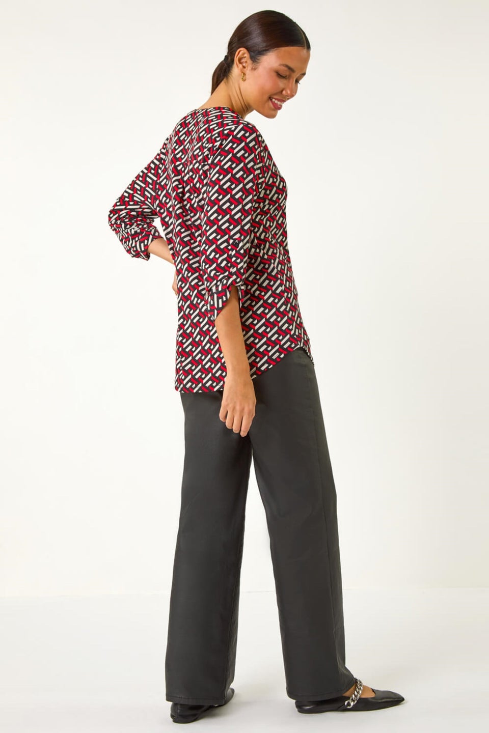 Roman Red Geometric Print Shirt