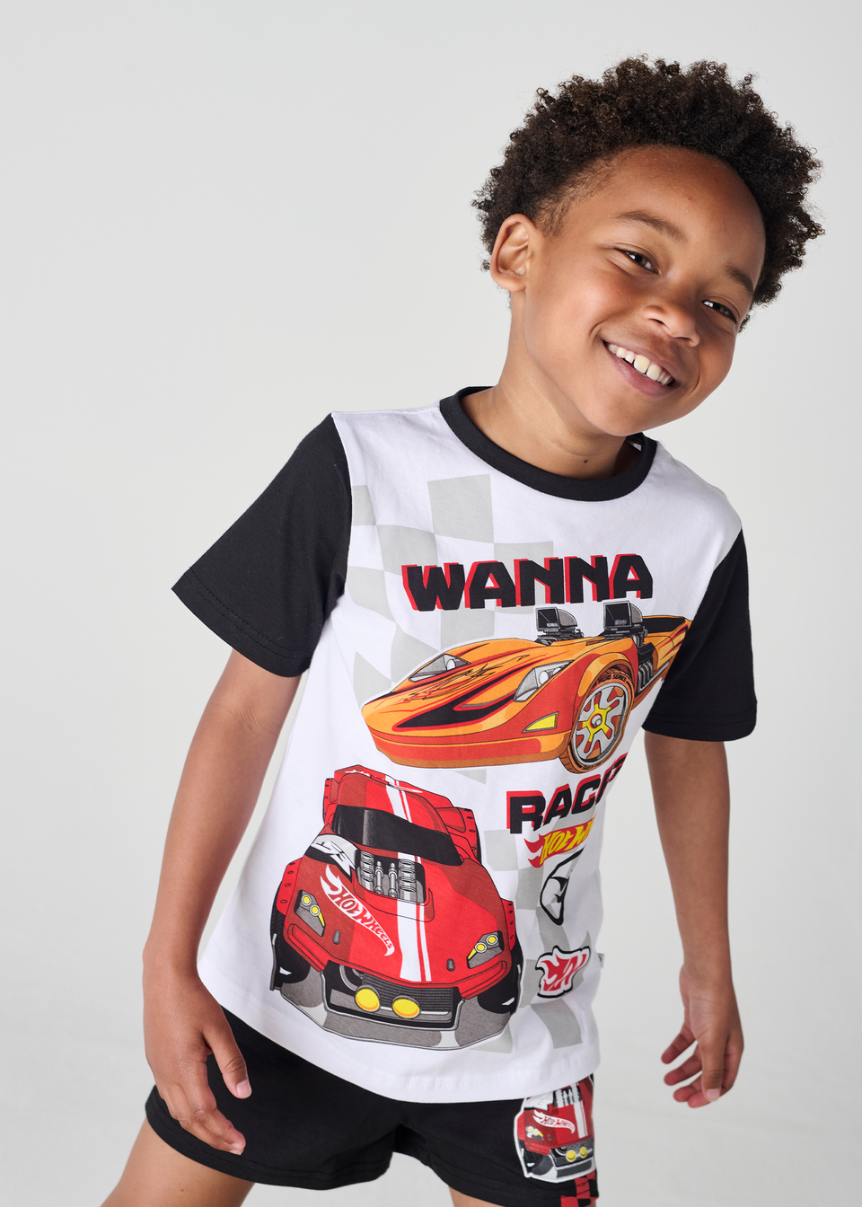 Brand Threads Hot Wheels Black Short Pyjama Set (3-8 years)