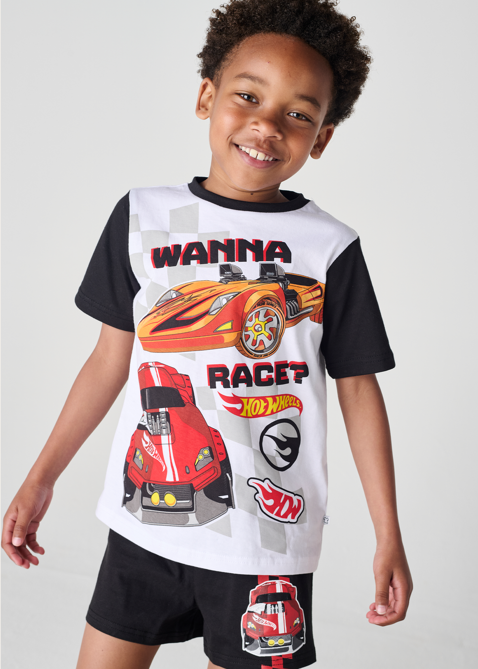 Brand Threads Hot Wheels Black Short Pyjama Set (3-8 years)