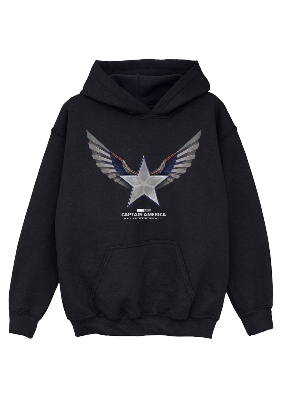Marvel Captain America Brave New World Star Kids Black Hoodie (3-13 Years)