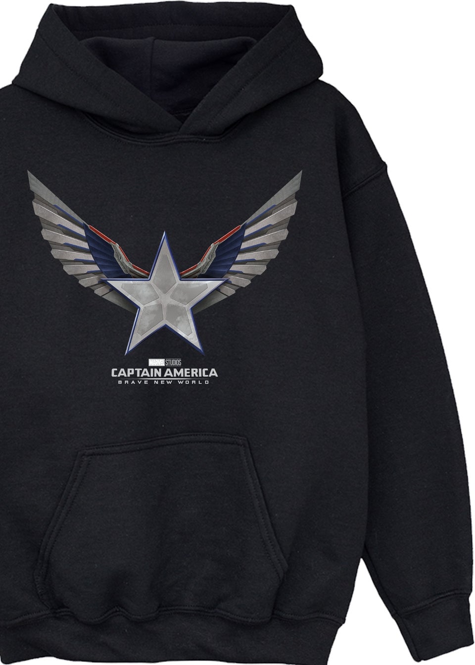 Marvel Captain America Brave New World Star Kids Black Hoodie (3-13 Years)