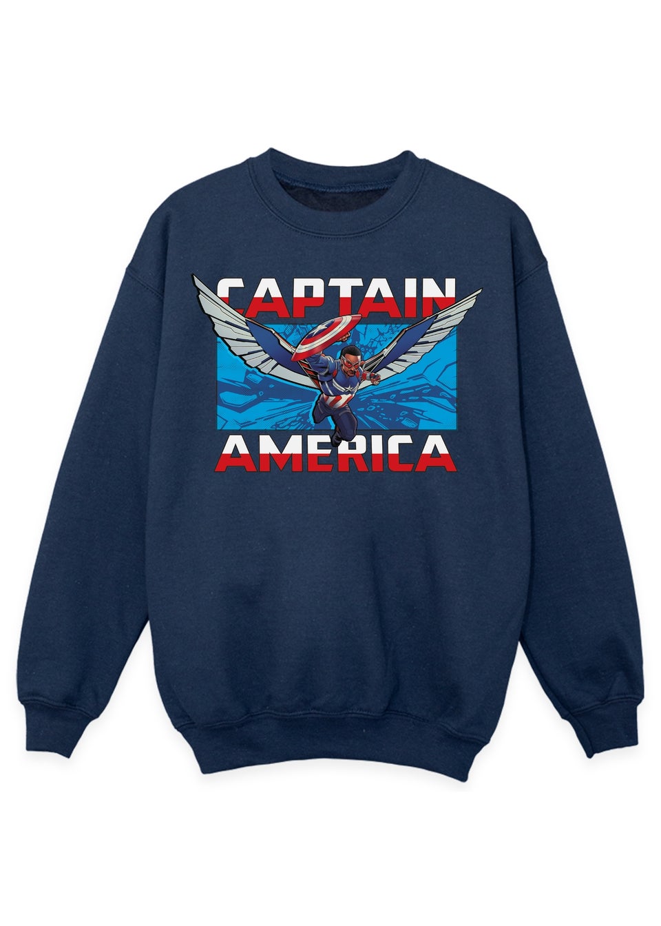 Marvel Captain America Brave New World Flying Kids Navy Sweatshirt (3-13 Years)