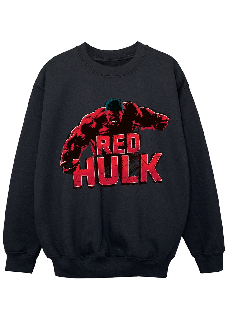Marvel Captain America Brave New World Red Hulk Pose Kids Black Sweatshirt (3-13 Years)