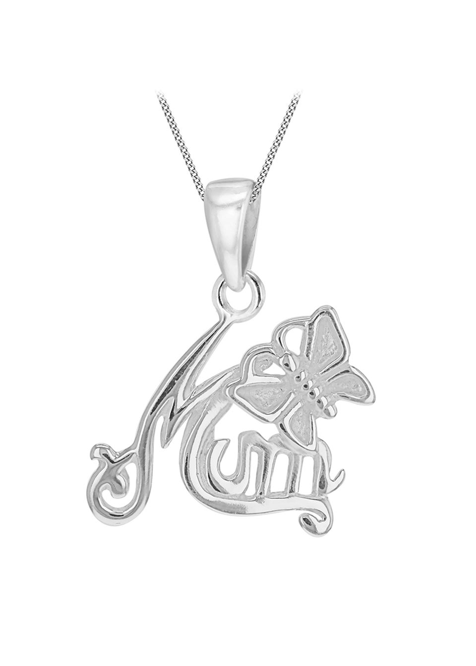 Golden Moments Sterling Silver 'Mum' Butterfly Pendant