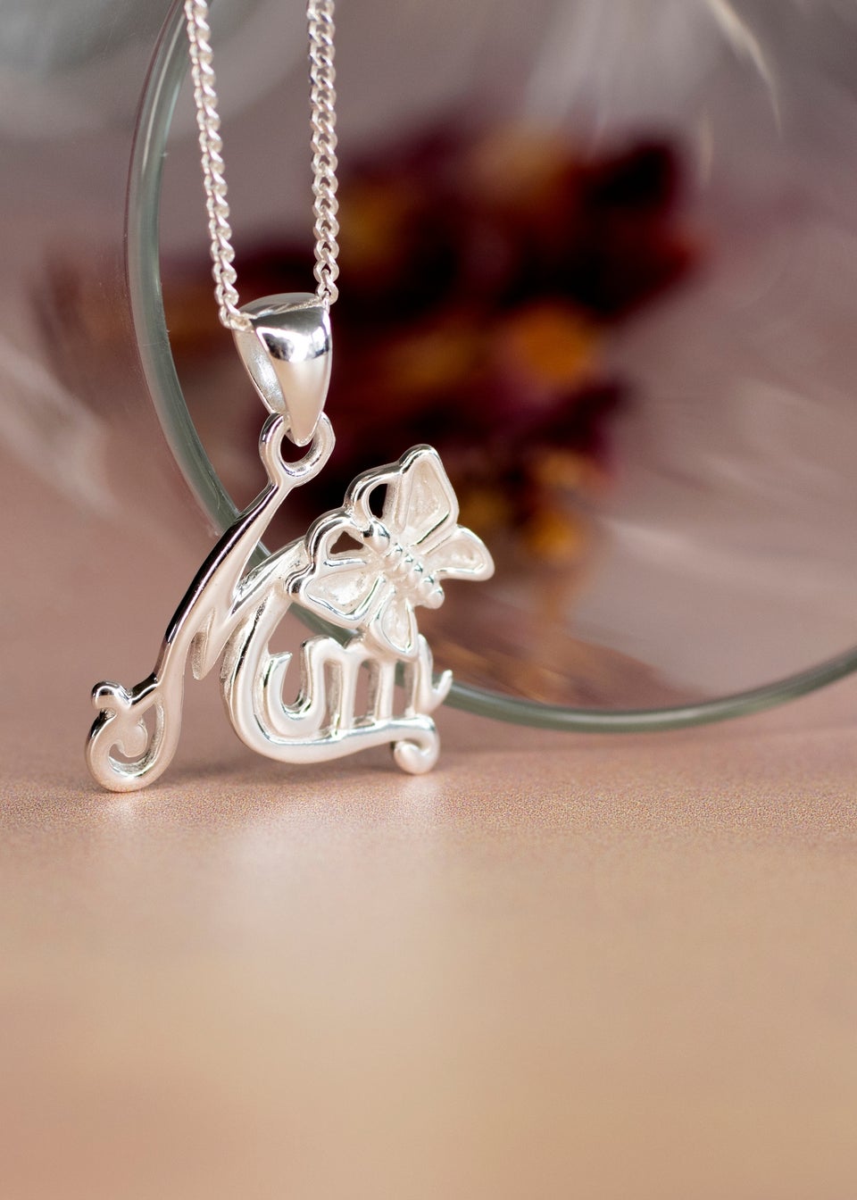 Golden Moments Sterling Silver 'Mum' Butterfly Pendant