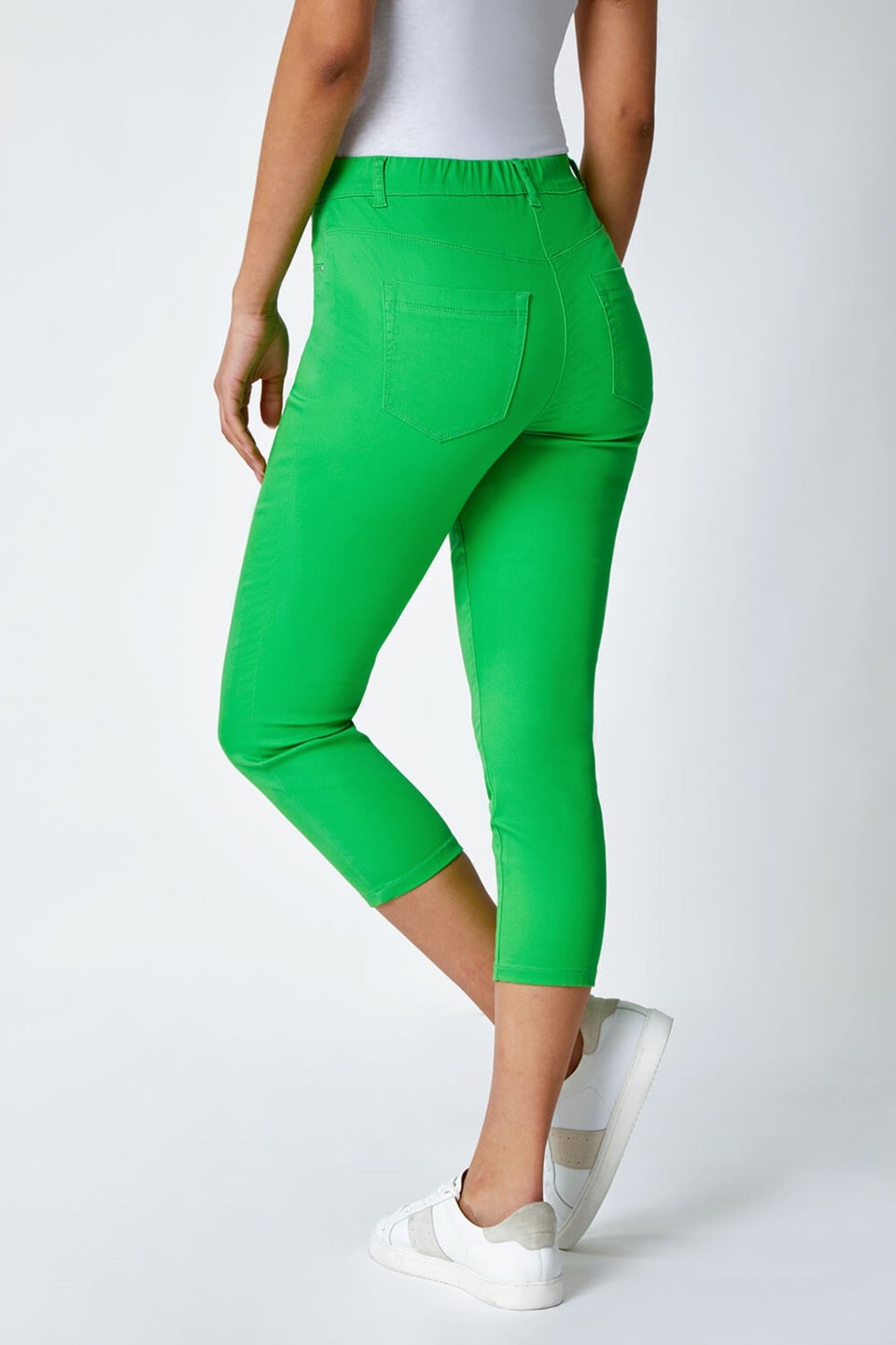 Roman Soft Green Cropped Stretch Elastic Waist Denim Jegging
