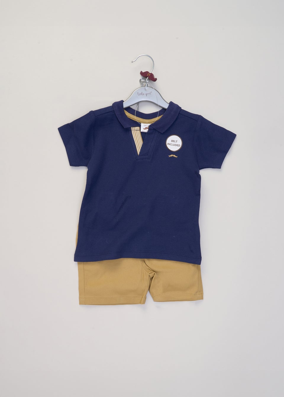 Little Gent Navy Polo Shirt & Belted Shorts Outfit Set (2-7 yrs)