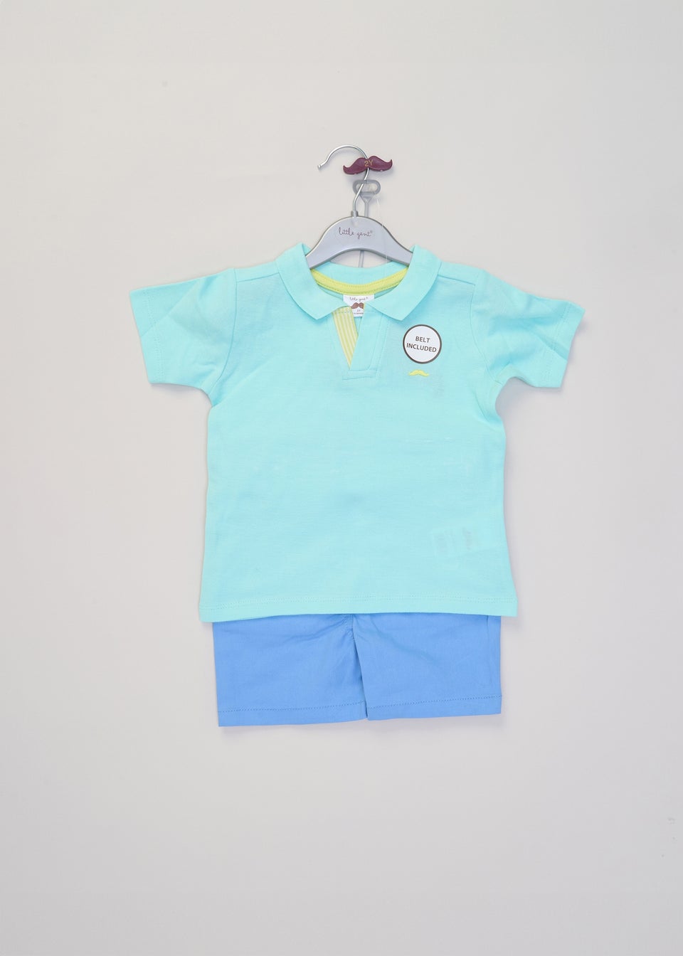 Little Gent Turquoise Polo Shirt & Belted Shorts Outfit Set (2-7 yrs)