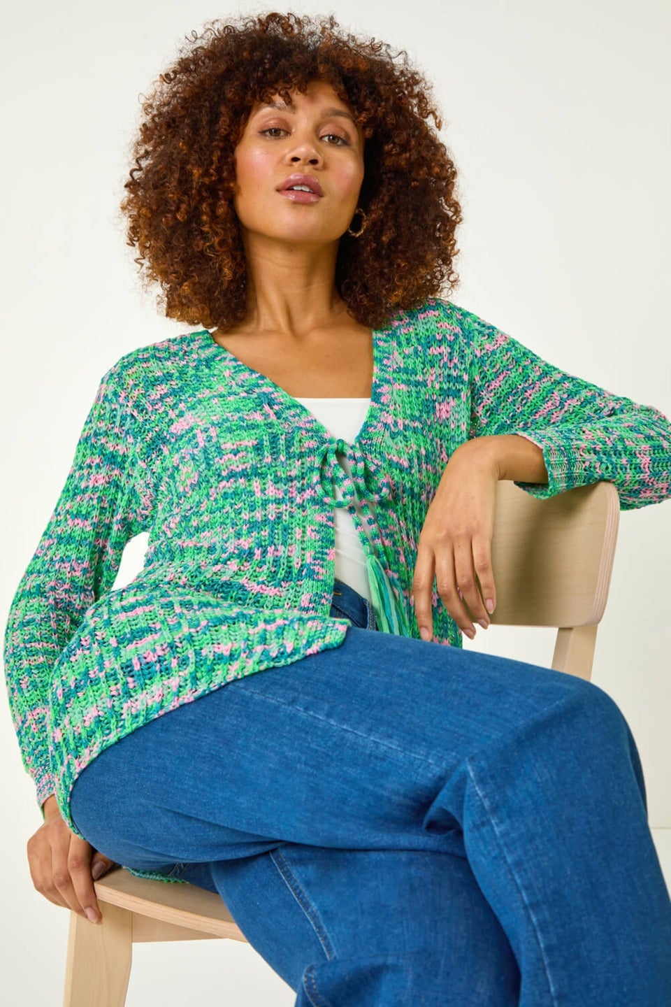 Roman Green Spacedye Tie Knit Cardigan