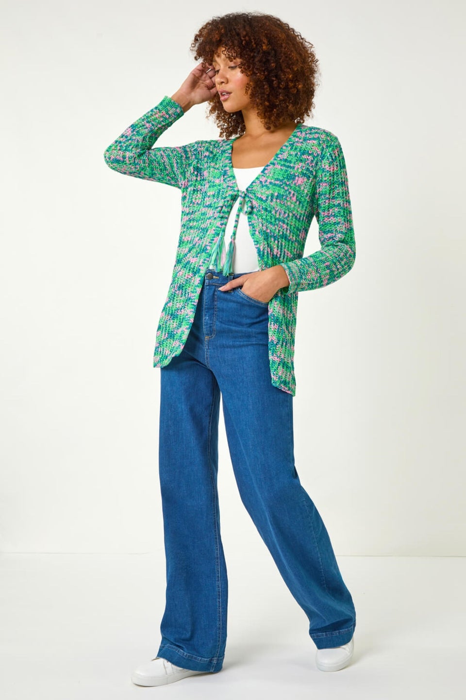 Roman Green Spacedye Tie Knit Cardigan