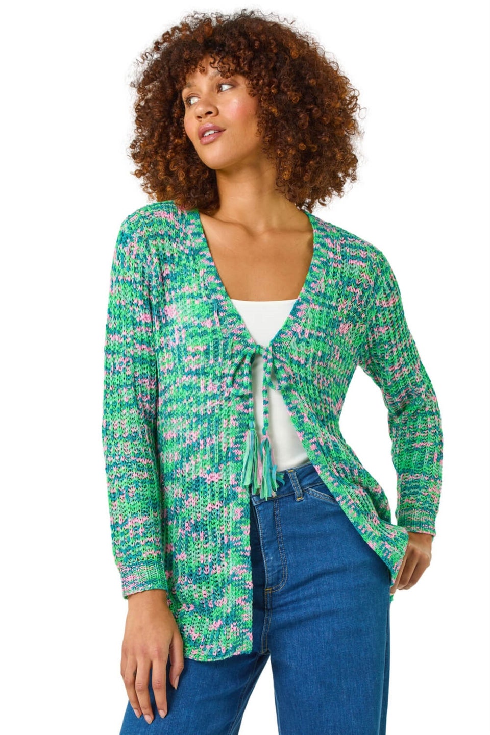 Roman Green Spacedye Tie Knit Cardigan