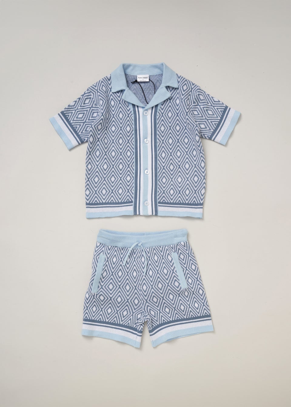 Norn Studios Blue True Knit Resort Shirt & Short Outfit Set (2-7 yrs)