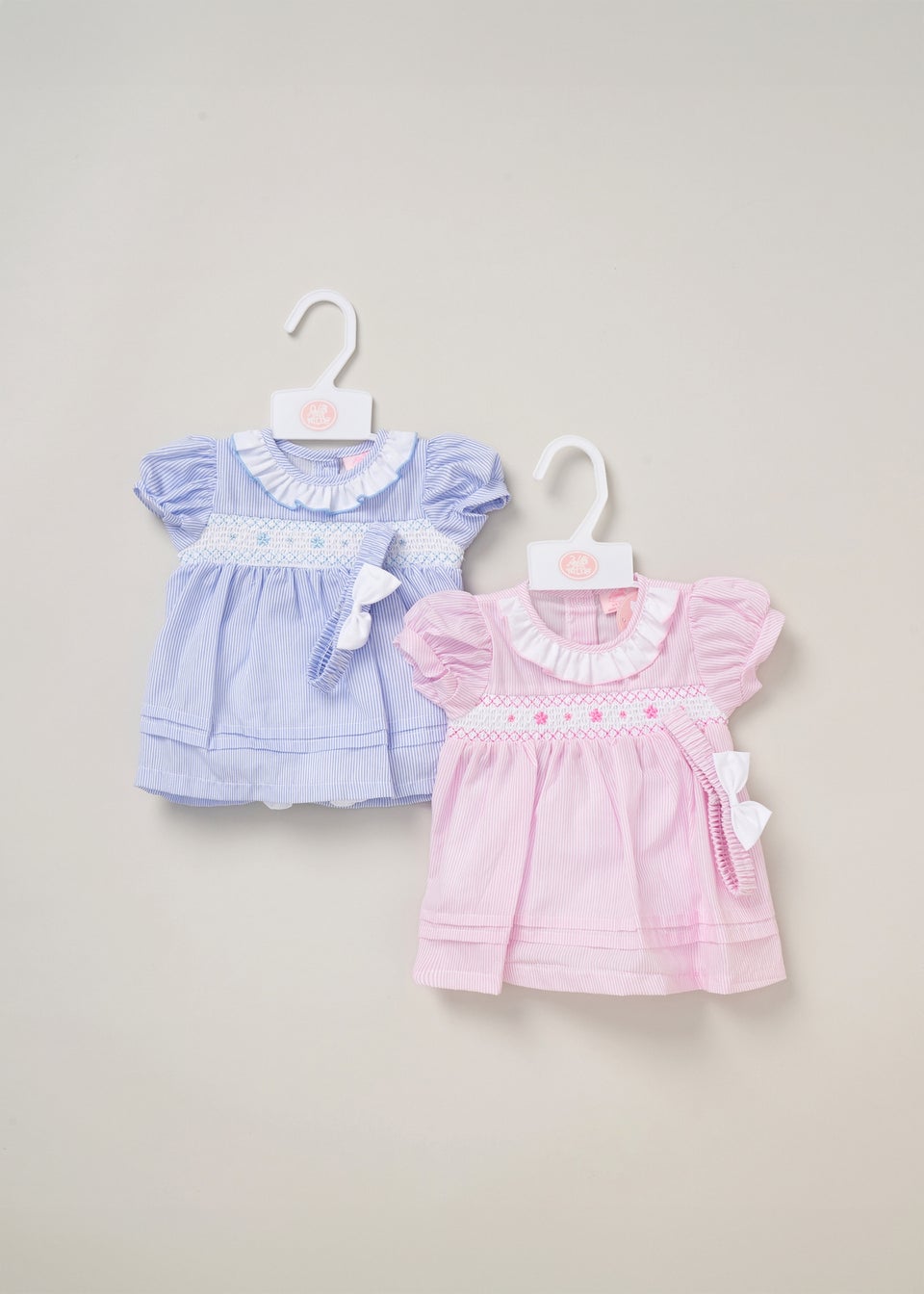 Rock a Bye Baby Soft Pink Two Pack Dress, Knickers & Bow Headband Outfit Set (9-24 months)