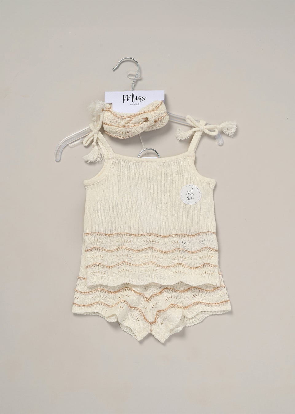 Miss Cream True Knit Top, Shorts & Headband Outfit Set (2-7 yrs)