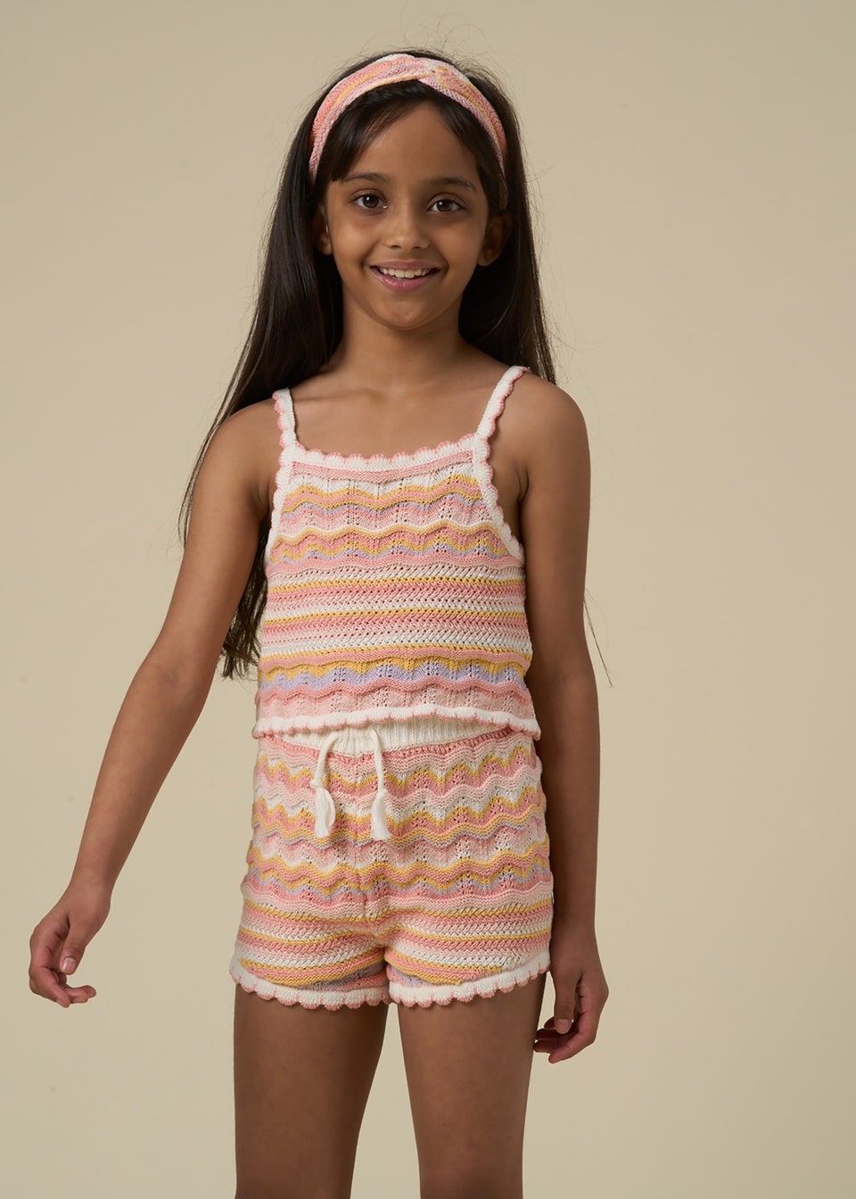 Miss Apricot True Knit Top, Shorts & Headband Outfit Set (2-7 yrs)