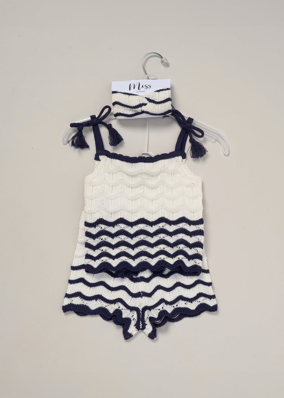 Miss Navy True Knit Top, Shorts & Headband Outfit Set  (2-7 yrs)