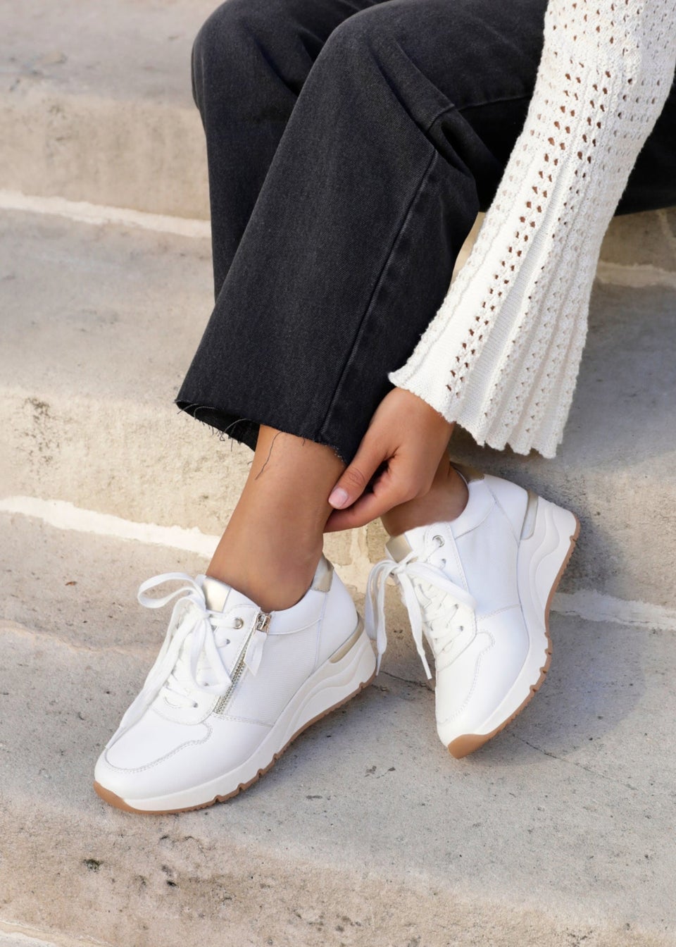 Linzi Kyla White Wedge Trainer