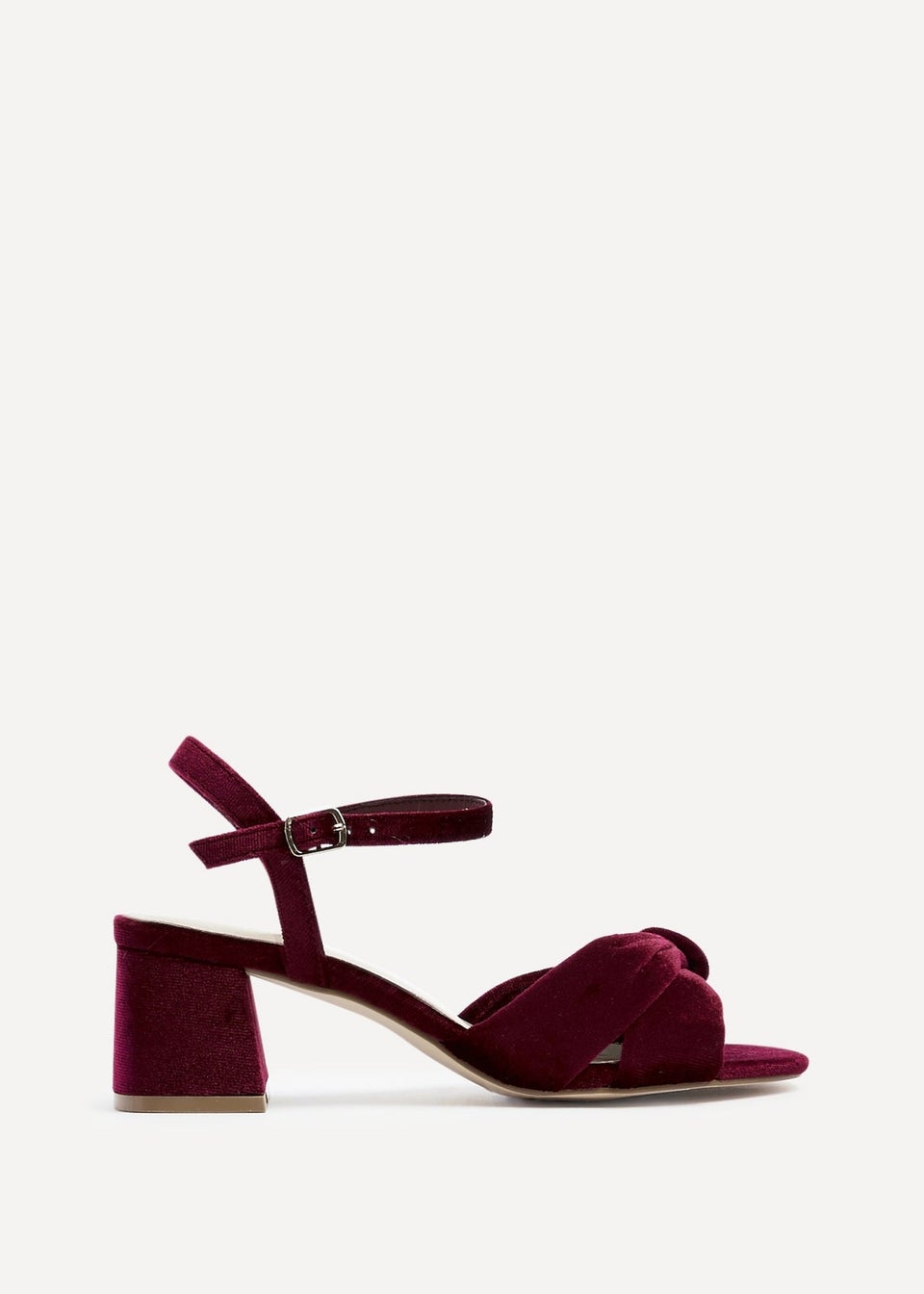 Linzi Charlotte Burgundy Velvet Block Heeled Sandal