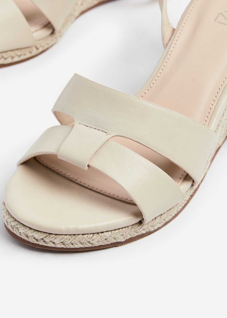Linzi Bahia Sand Faux Leather Espadrille Inspired Wedge