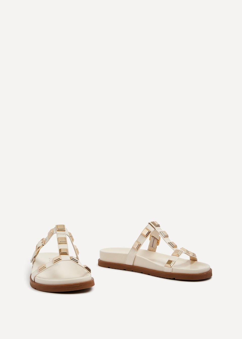 Linzi Alert Ivory Faux Leather Flat Slip-On Sandal