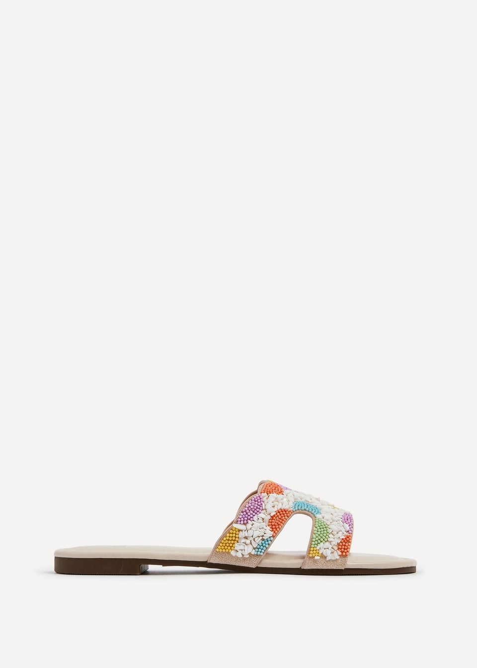 Linzi Zahara Nude Faux Leather Embellished Slider Sandal