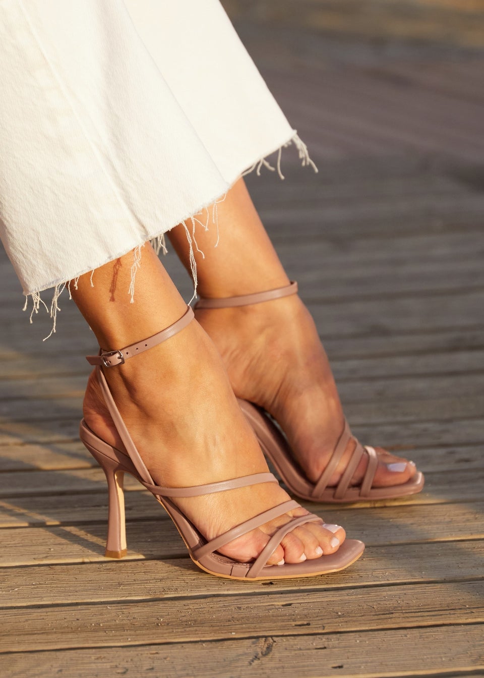 Linzi Scarlett Mocha Faux Leather Strappy Heel Sandal