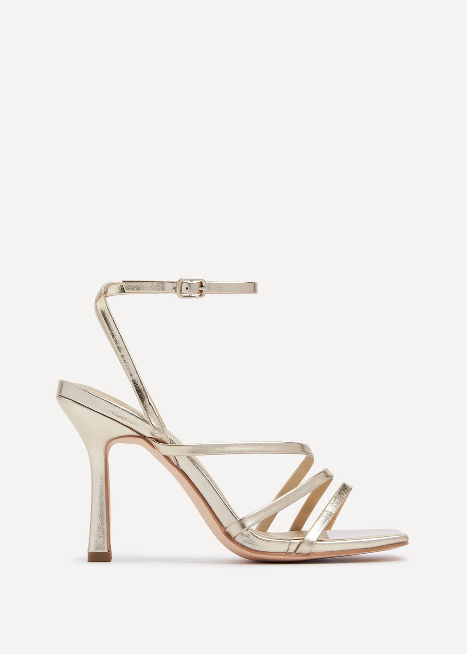 Linzi Scarlett Gold Faux Leather Strappy Heel Sandal