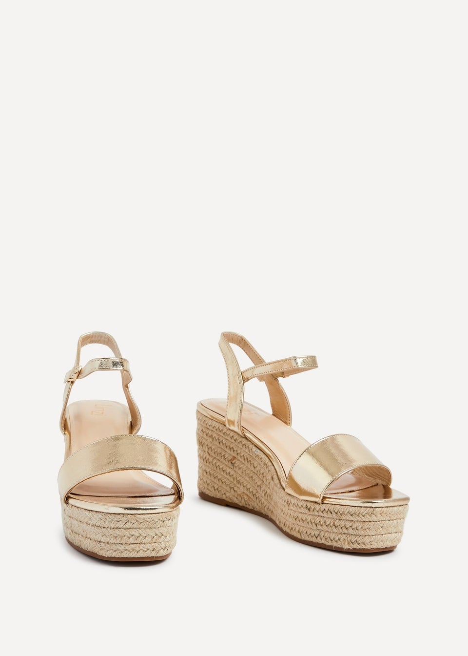 Linzi Illusion Gold Faux Leather Rope Platform Wedge