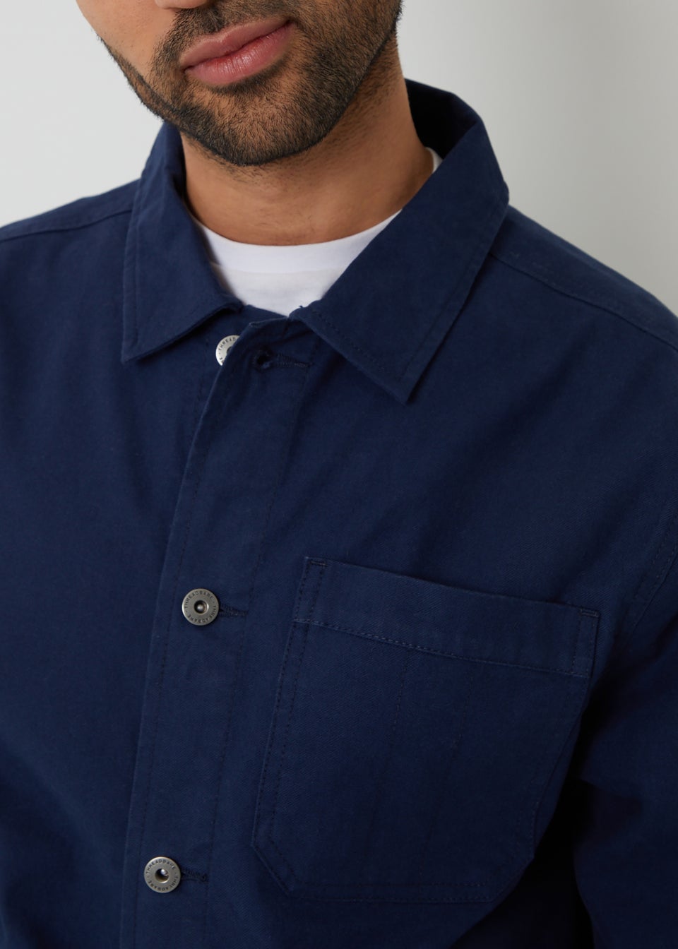 Threadbare Navy Button Up Lightweight Collared Utility Jacket