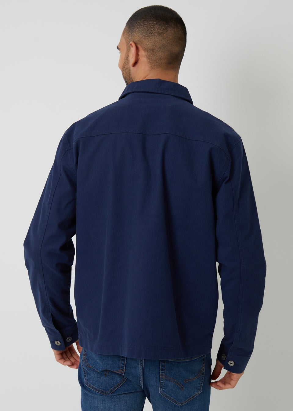 Threadbare Navy Button Up Lightweight Collared Utility Jacket