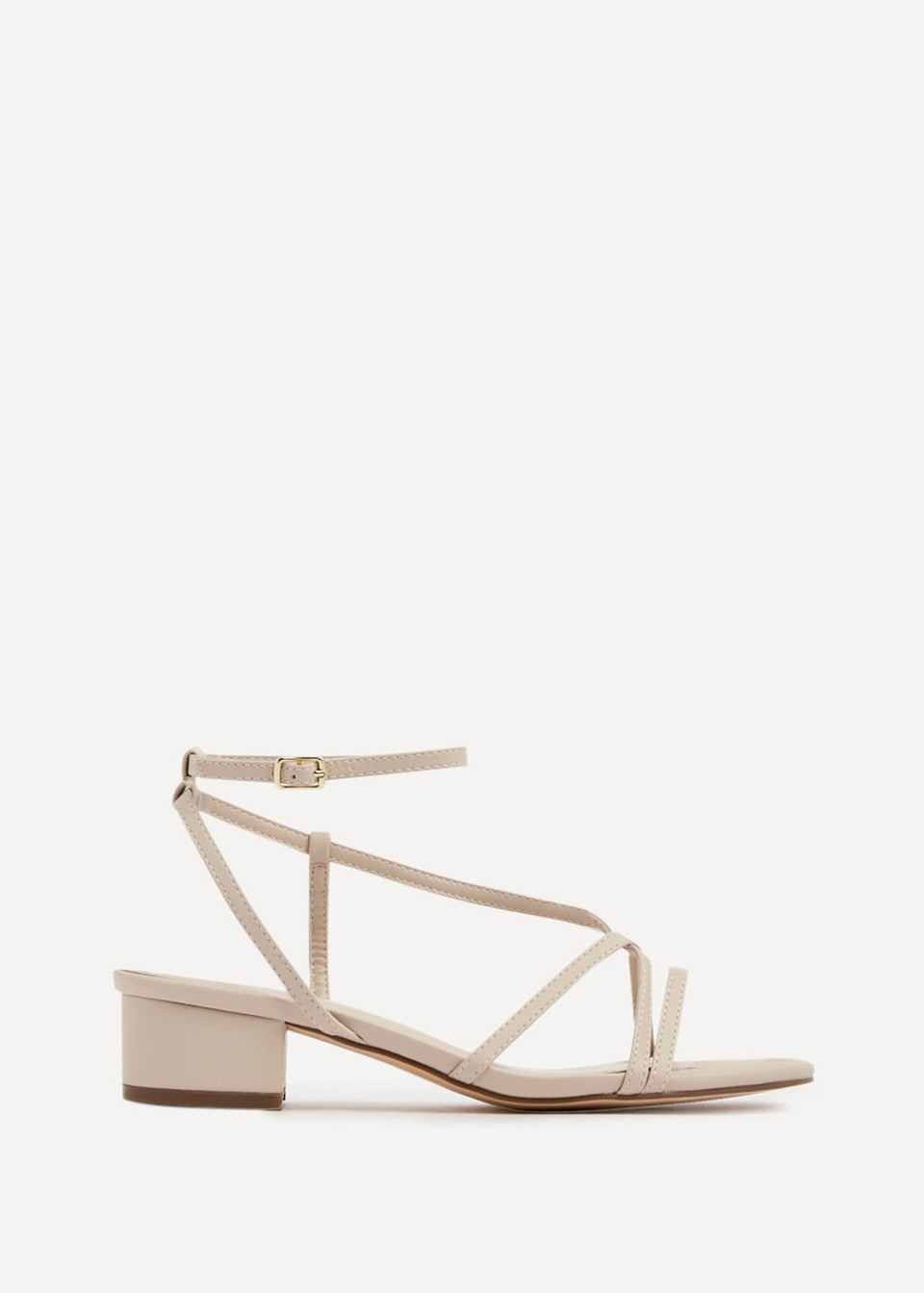 Linzi Calista Nude Faux Leather Strappy Low Block Sandal
