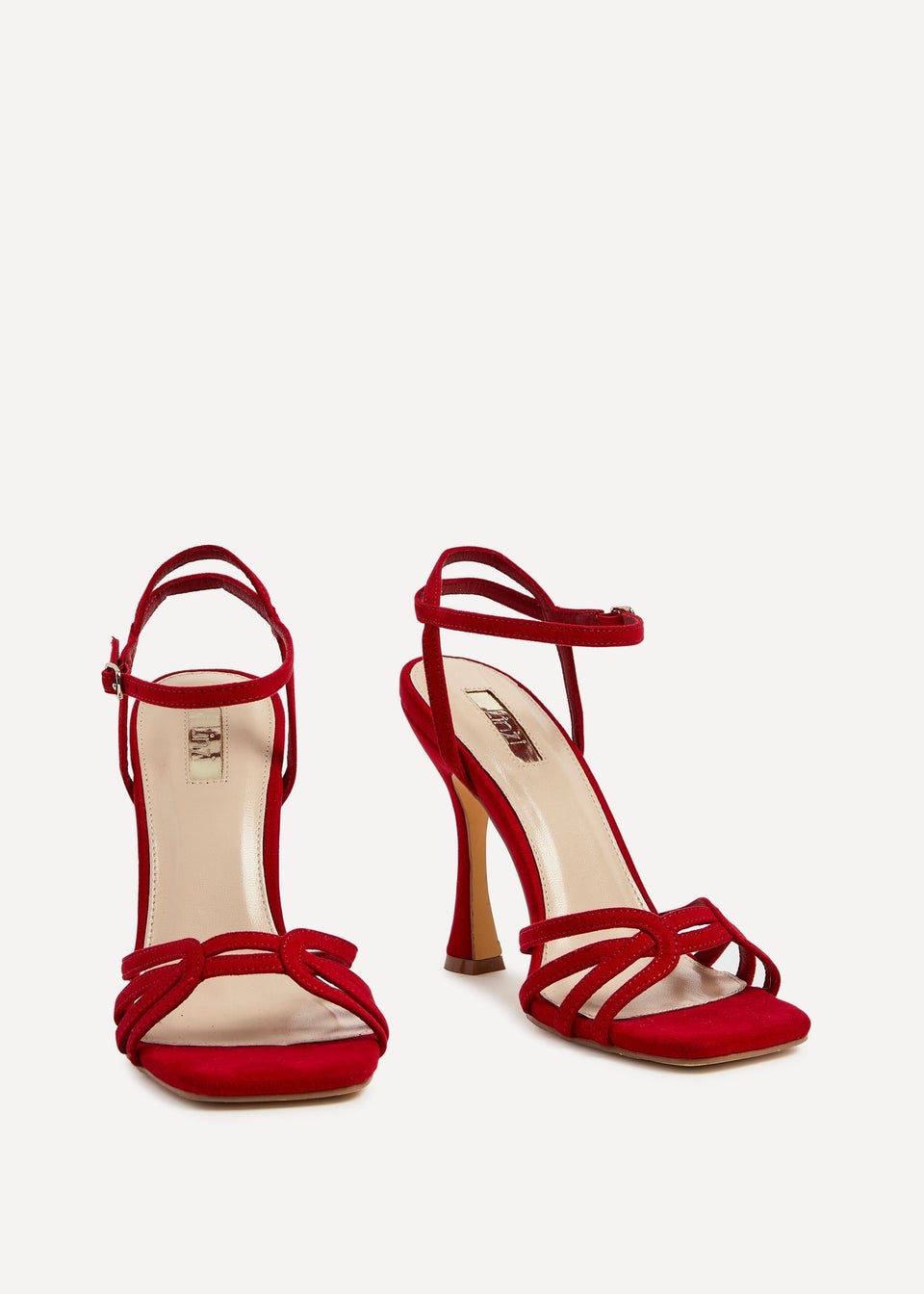 Linzi Serena Red Faux Suede Sandal Back High Heels