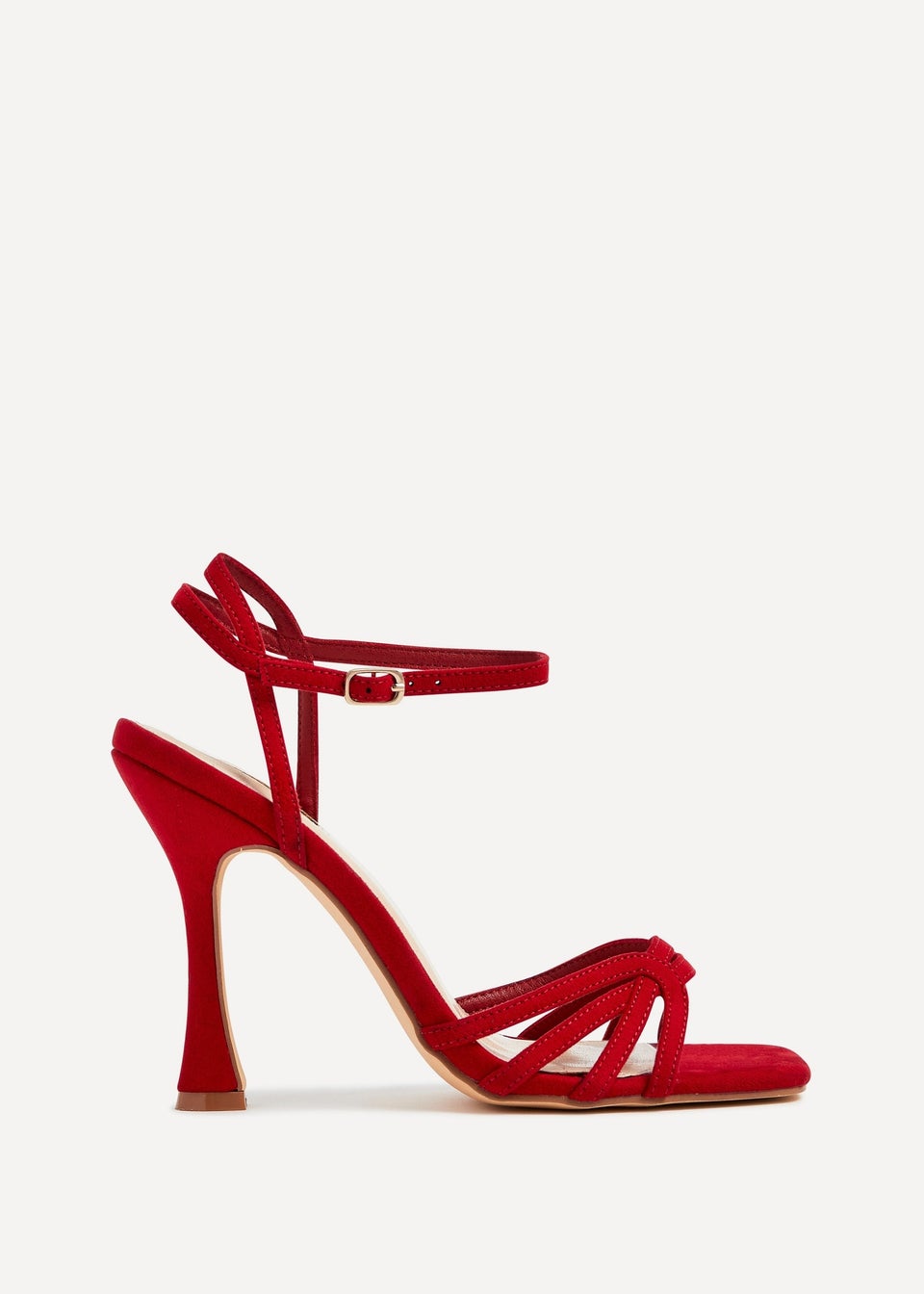 Linzi Serena Red Faux Suede Sandal Back High Heels