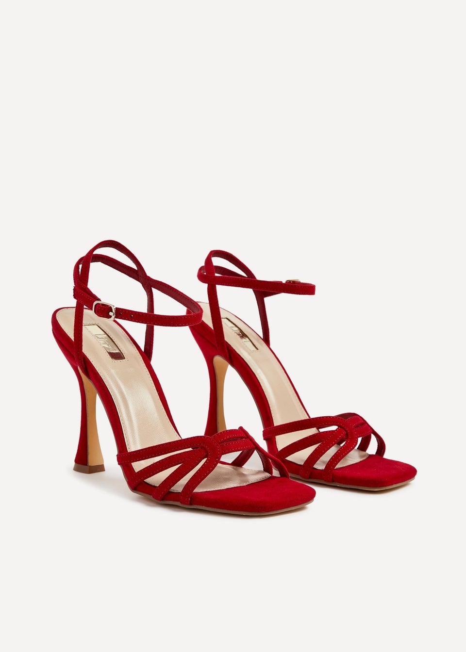 Linzi Serena Red Faux Suede Sandal Back High Heels